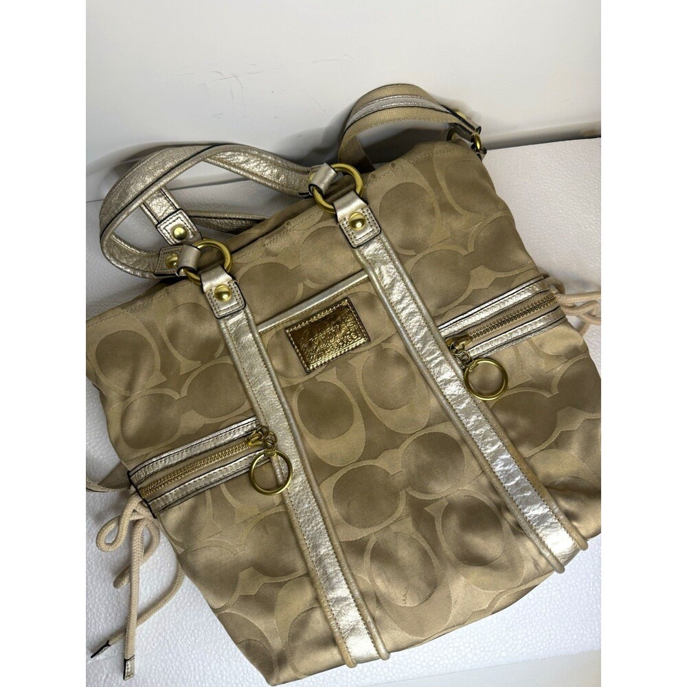 Vintage Coach Poppy Signature C Sateen Spotlight Pocket Tote Bag
